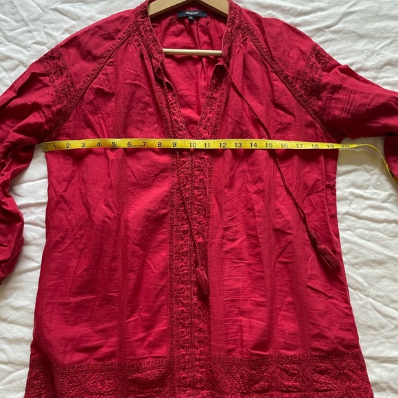 Madewell Red Embroidered Tunic Blouse - Picture 3 of 6